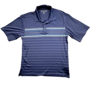 Pebble Beach Mens Performance Golf Polo Shirt Navy Blue Striped Size M‎ Medium